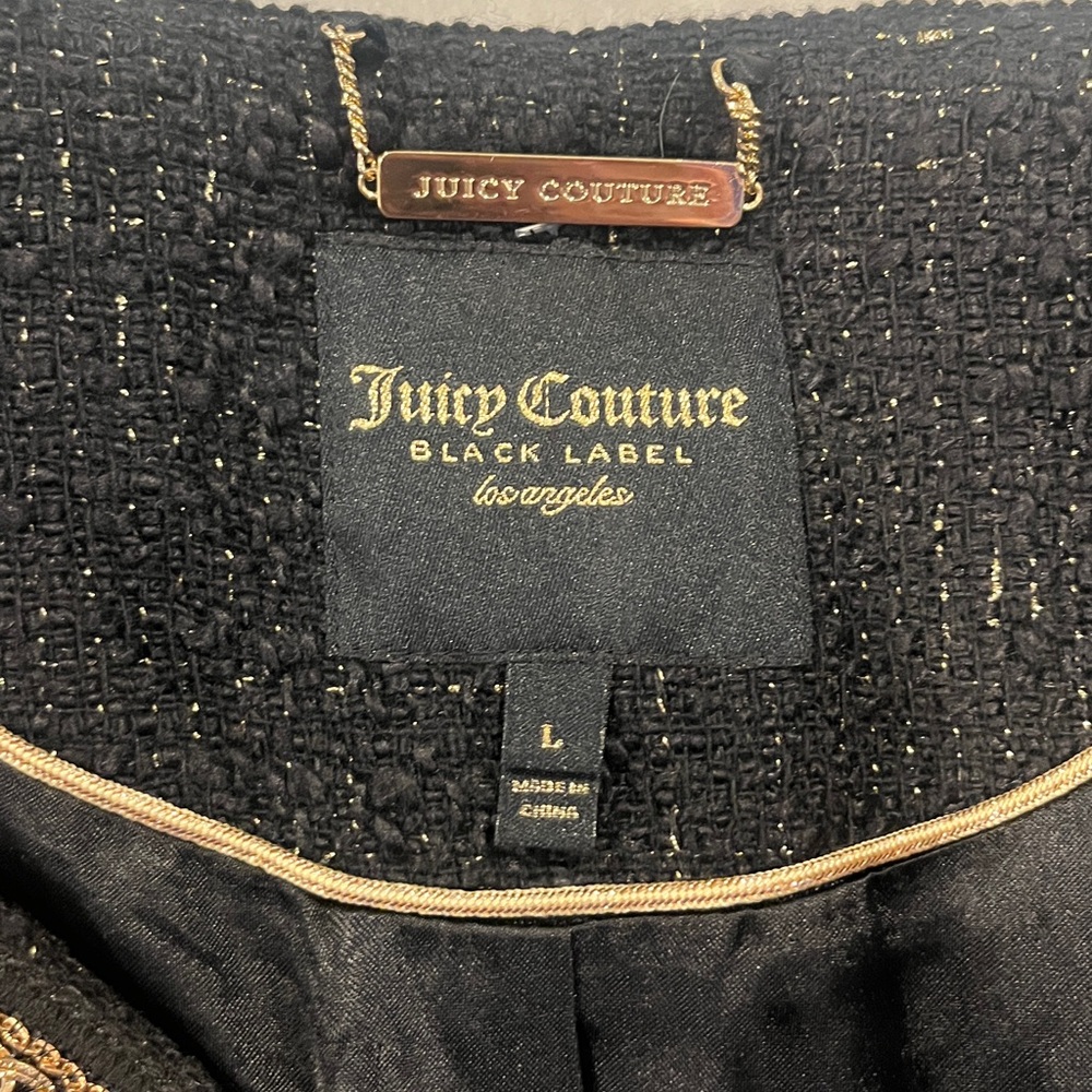Juicy Couture Black Label Black/Gold & Metallic Tweed ‘Chanel’ Crop Jacket, L - Picture 11 of 13